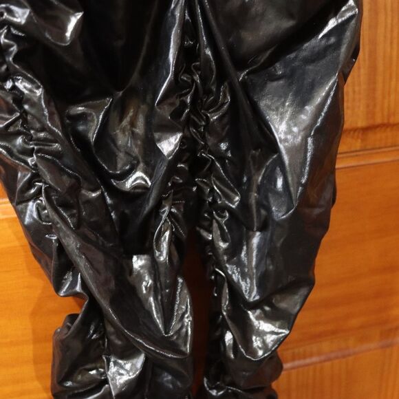 Shein Black Liquid Booty Scrunch Leggings High Shine Stretch Y2K Activewear - Picture 3 of 6